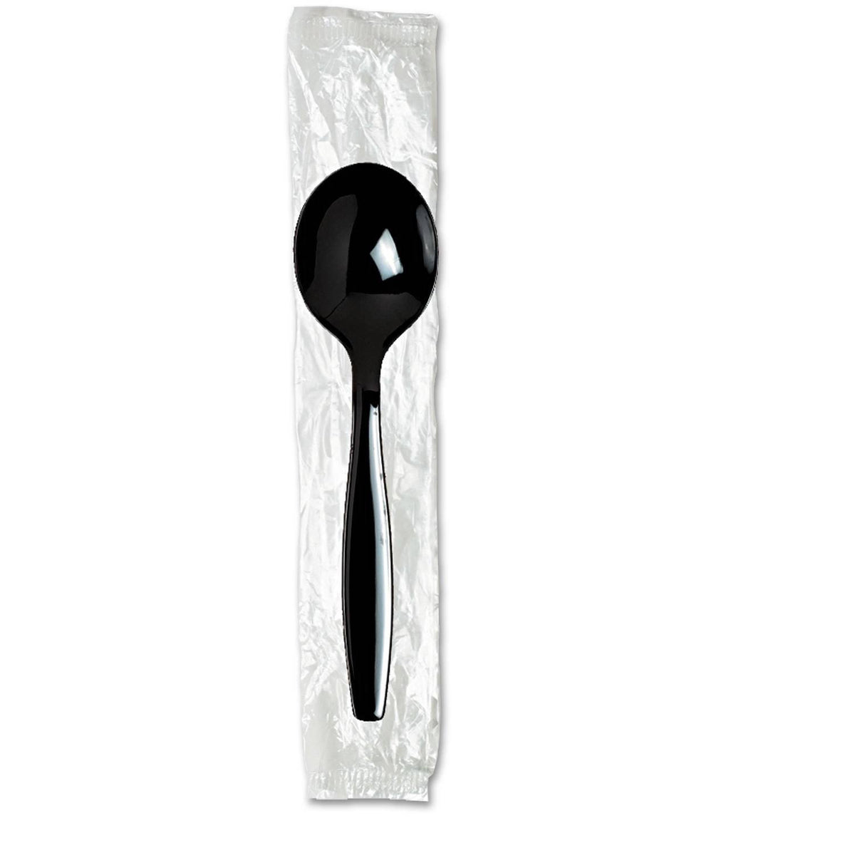 Individually Wrapped Black Plastic Spoons 1000/Carton A192819