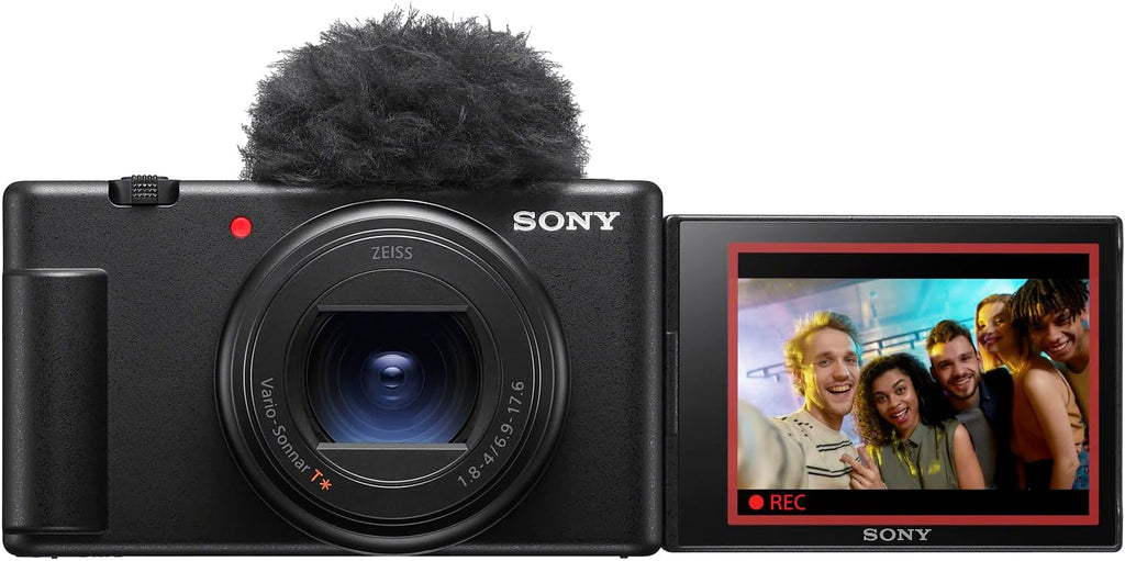 Black 4K Video 20.1MP Vlog Camera with Tripod/Grip, Case, LED, 64GB Card J411