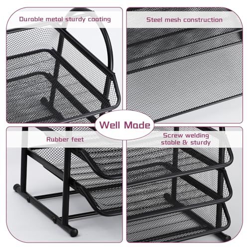 Black 5 Tier Mesh Desktop Letter Trays J433300