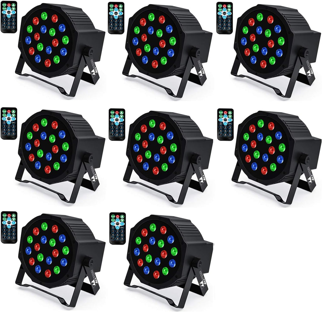 18 RGB LED Stage Lights Sound Activated DMX with Remote Control 4 pcs N76243