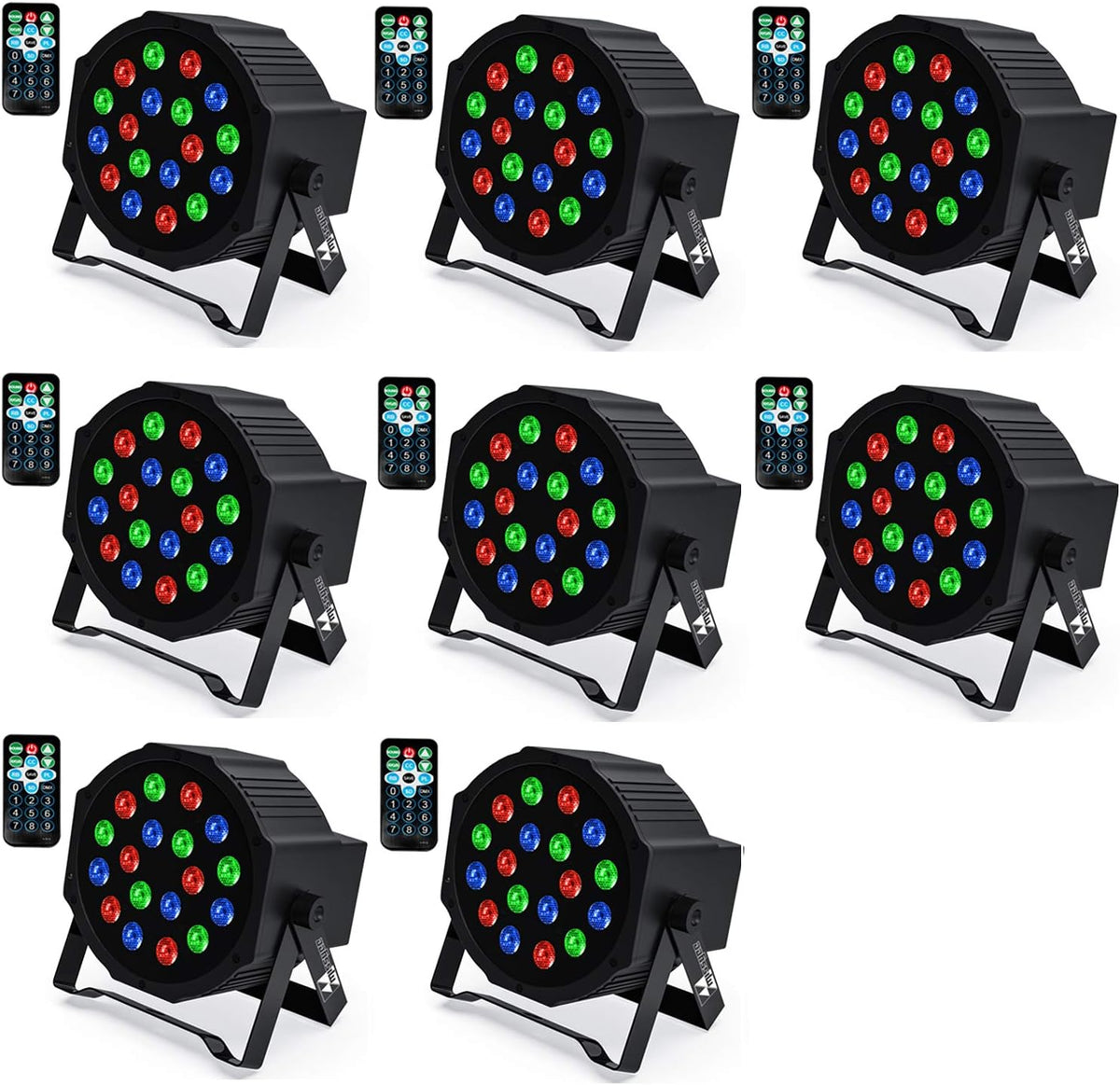 18 RGB LED Stage Lights Sound Activated DMX with Remote Control 4 pcs N76243