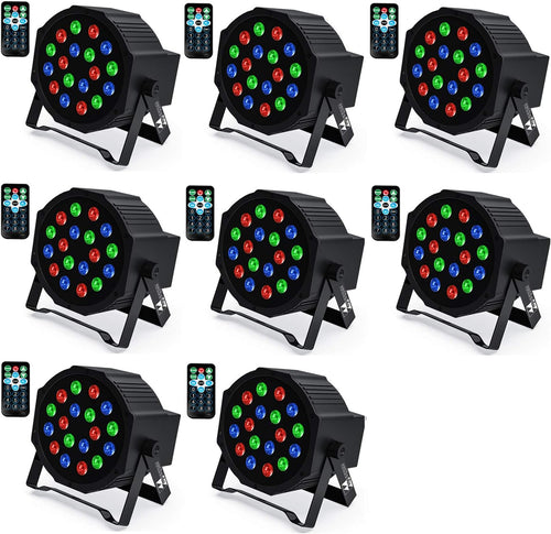 18 RGB LED Stage Lights Sound Activated DMX with Remote Control 4 pcs N76243