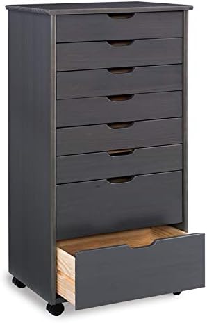 Gray Eight Drawer Wood Rolling Storage Cart O479278