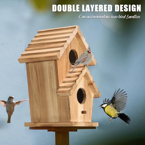 2 Hole Wooden Outdoor Bird House N467404