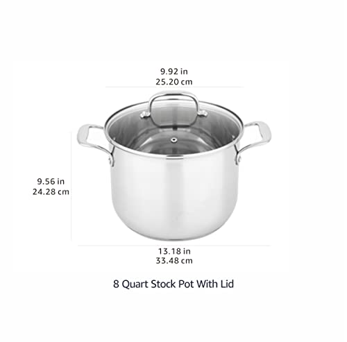 Stainless Steel Stock Pot with Lid, 8 Quart B343
