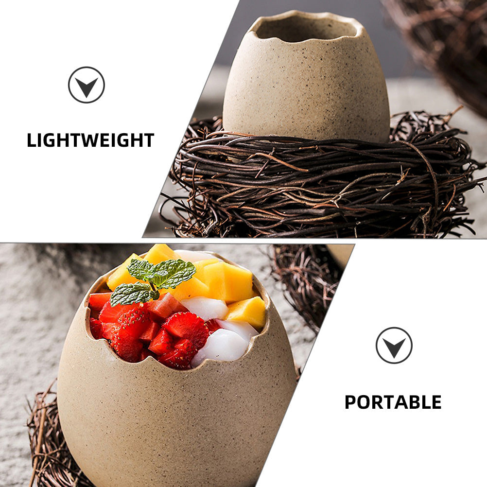 4 Sets Small Ceramic Vase Succulent Planter with Bird Nest N33111