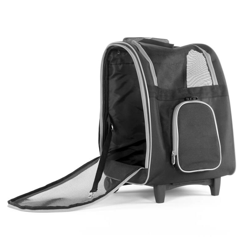 Red Pet Carrier with Wheels Y44251