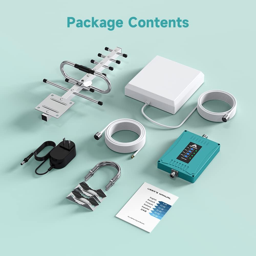 Cell Phone Signal Booster Metal Body Band 2 4 5 12 13 17 Boosts Voice Data 4G LTE 5G up to 4,500 sq ft B542