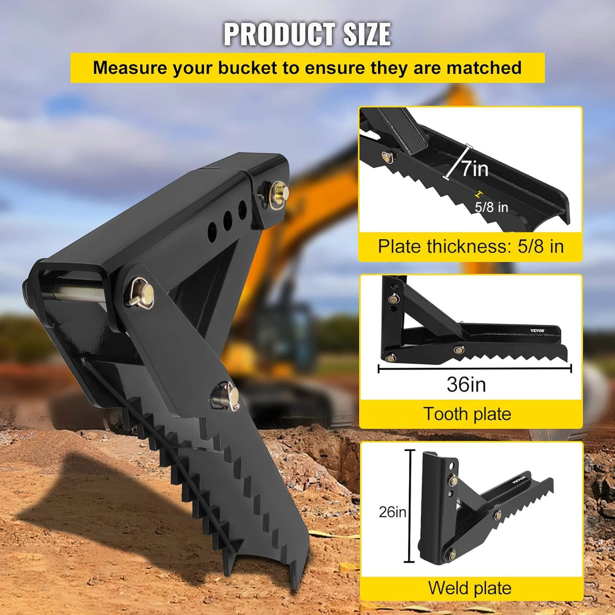 36 inch Adjustable Weld On Backhoe Thumb N928