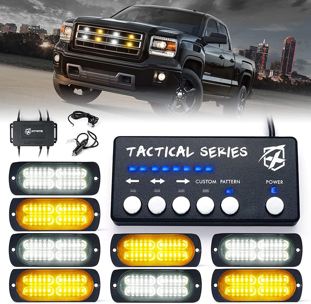 Amber White Surface Mount Strobe Lights Kit 4PCS J5442