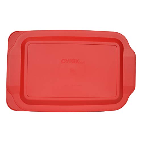 2 Oblong Clear Glass Casserole Baking Dishes with Red Lids A2616
