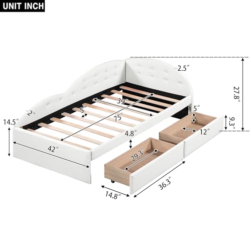 Gray Velvet Twin Size Daybed with Storage Drawers D7703