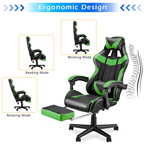 Pink Gaming Chair with Footrest V91196
