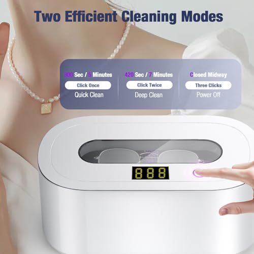 Ultrasonic Jewelry Cleaner, 48Khz 30W Portable with Digital Timer, 12OZ J874051