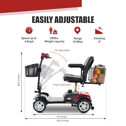 Red Folding 4 Wheel Electric Mobility Scooter with Storage Box U374