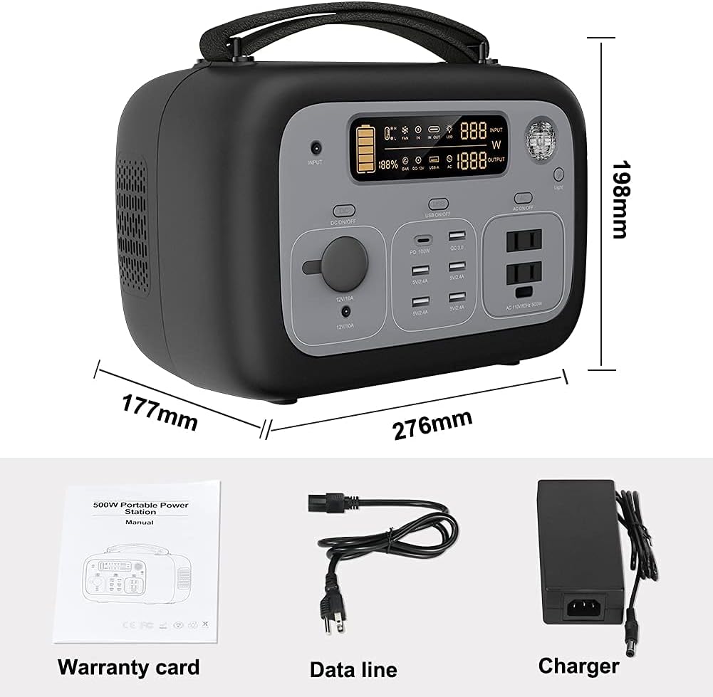 Portable Power Station 505Wh 500W AC Outlet E6148