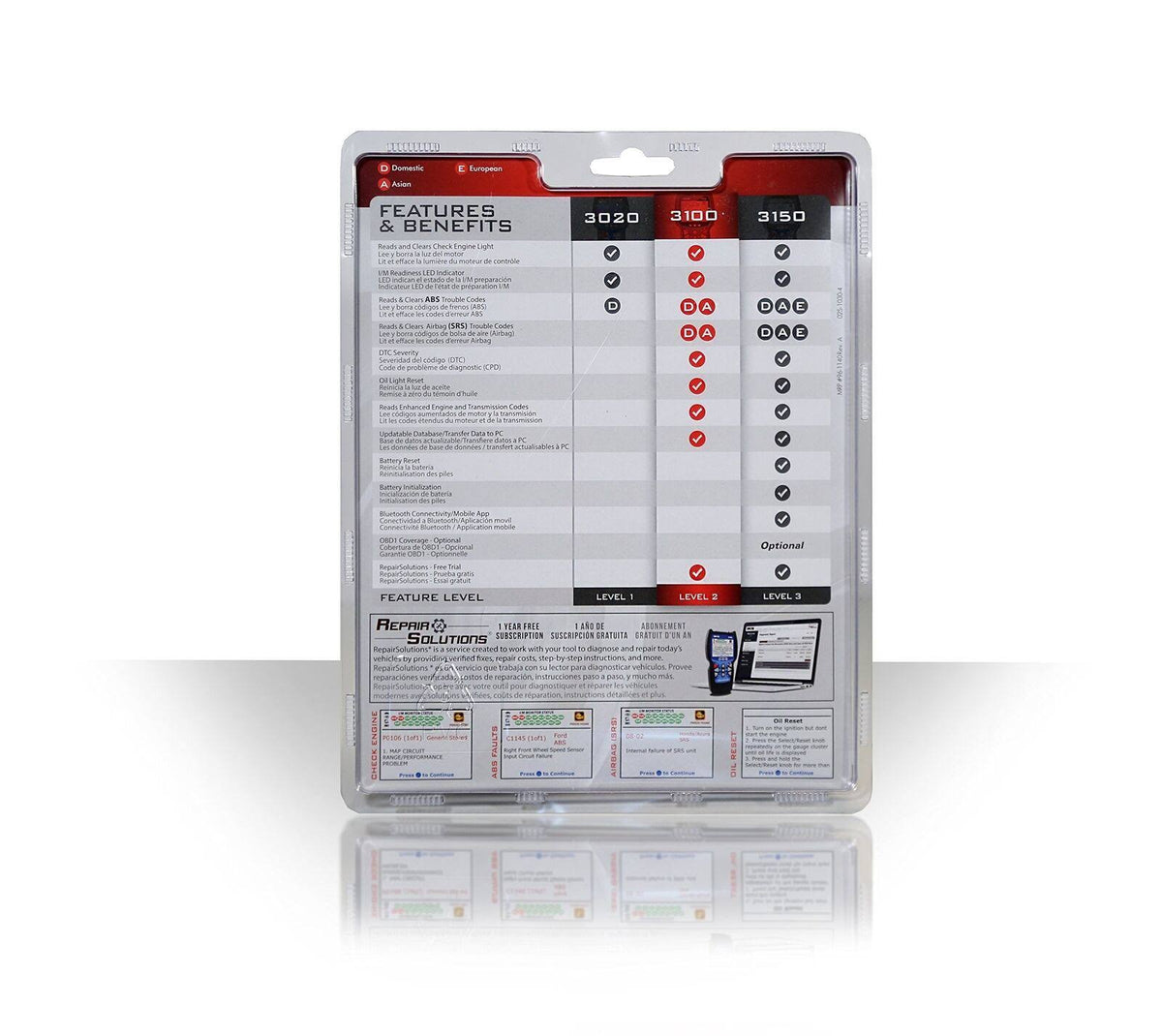 Diagnostic Code Reader Scan Tool with ABS and Srs W3772