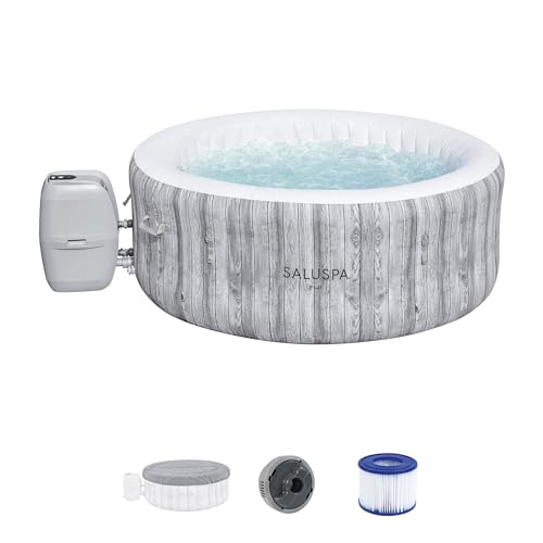 Gray 71 x 26 Inch Round Inflatable Hot Tub with Cover H816076