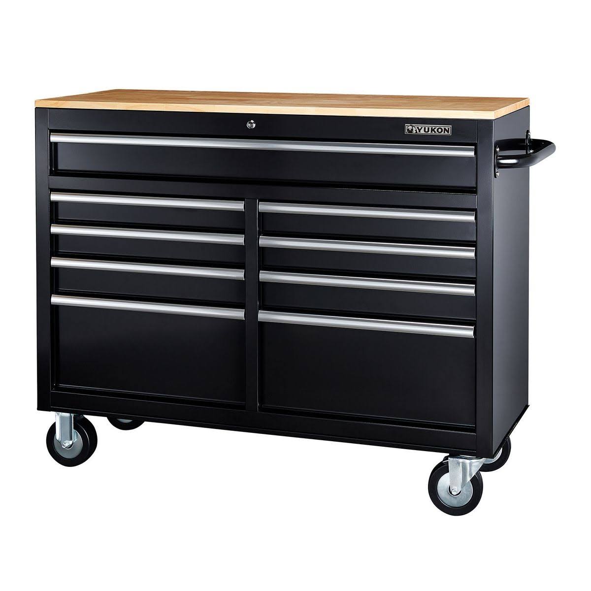 Black 9-Drawer Mobile Storage Cabinet with Solid Wood Top U484