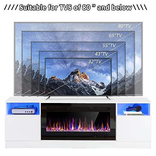 Black 70" Fireplace TV Stand with 36" Electric Fireplace X320