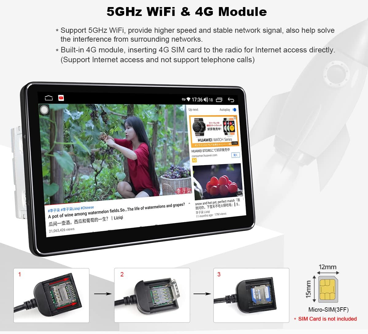 10.5 Inch Single Din Android Car Radio with Detachable Touch Display V59566