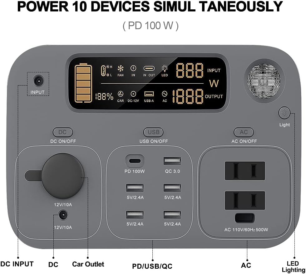 Portable Power Station 505Wh 500W AC Outlet E6148
