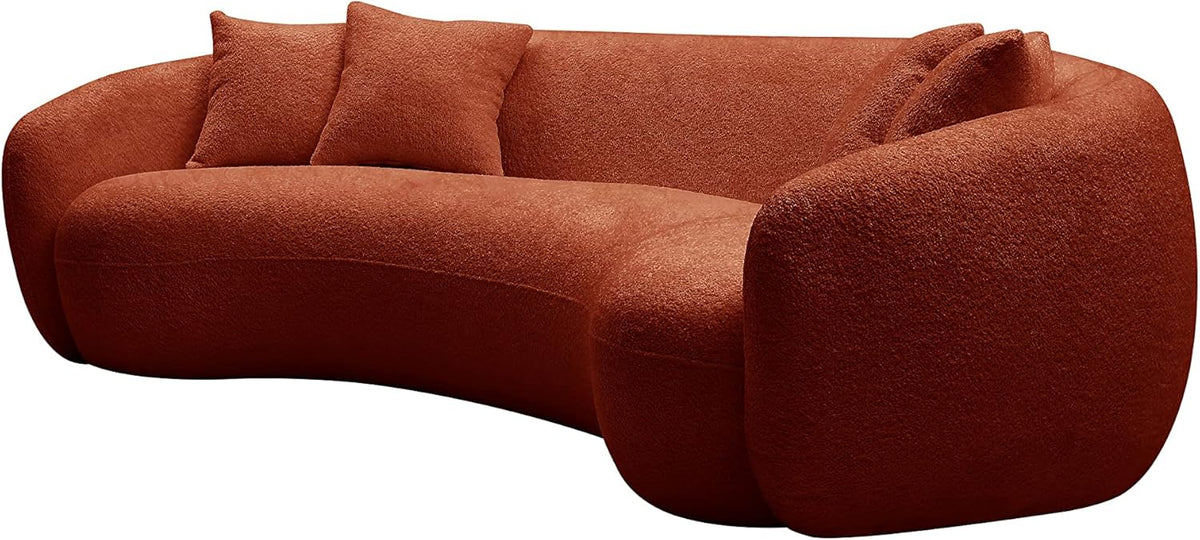 Orange Boucle 5 Seater Curved Sofa P5005