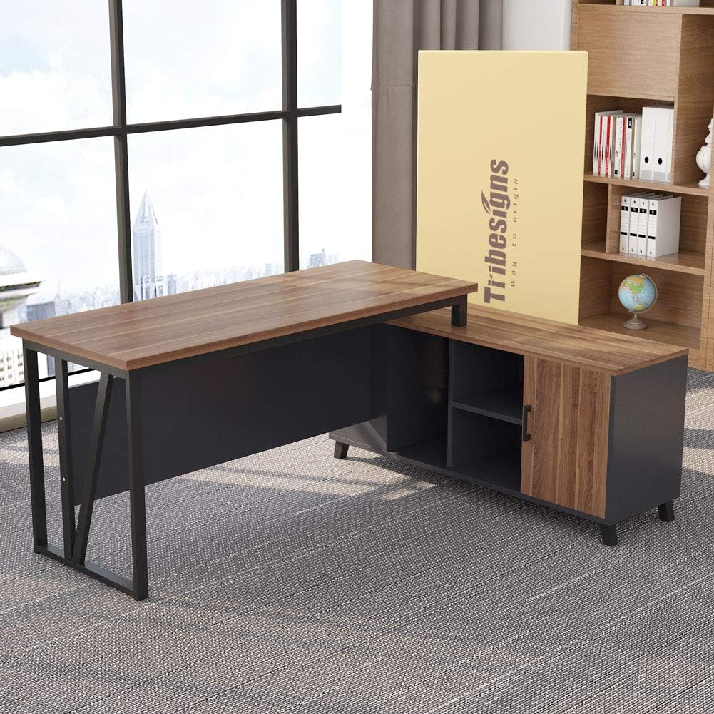 L-Shaped Desk with File Cabinet Storage O93545