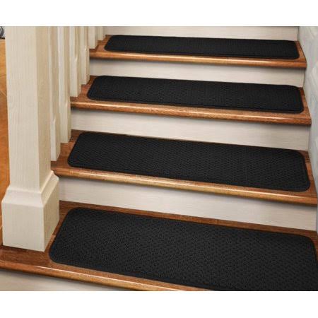 Set of 12 Black Adhesive Carpet Stair Treads Y2685