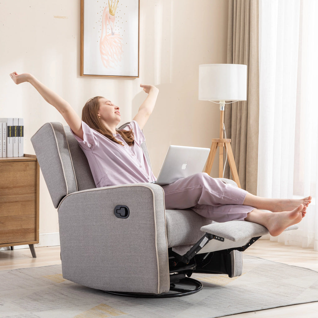Gray Manual Swivel Rocker Recliner Chair Z9391