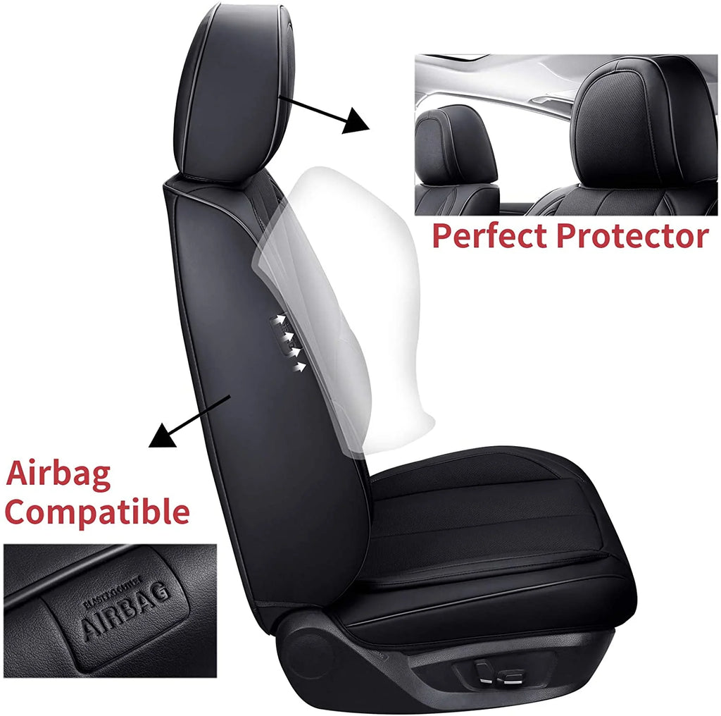 Black Waterproof Leather 6 Pieces Auto Seat Protectors W6406