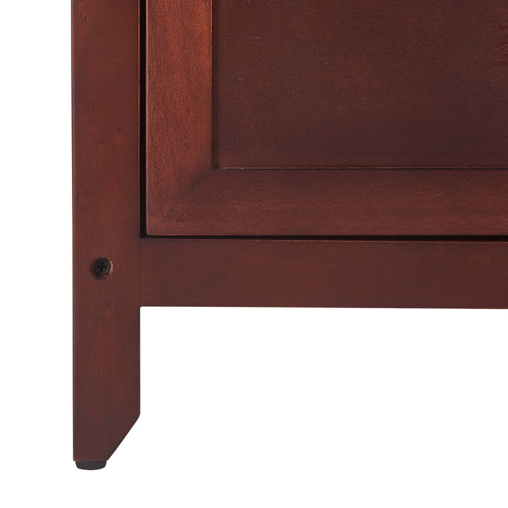 Walnut Side Table with Drawer and Storage Cabinet O892403