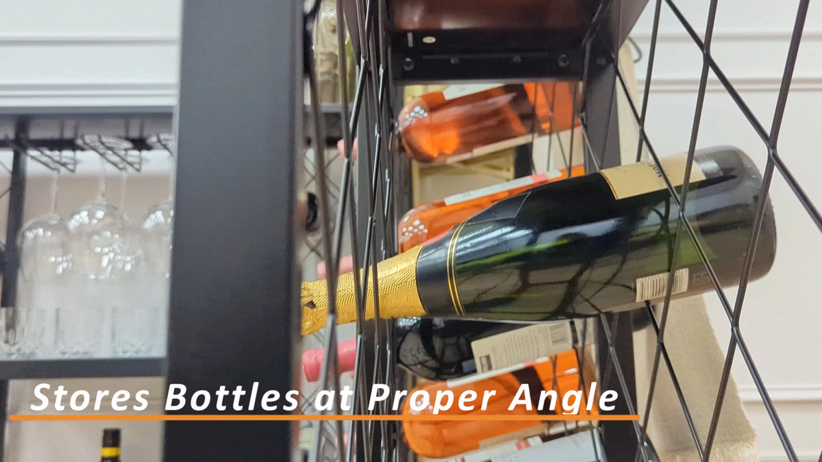 Black 34 Bottle Wine Rack Console K178175