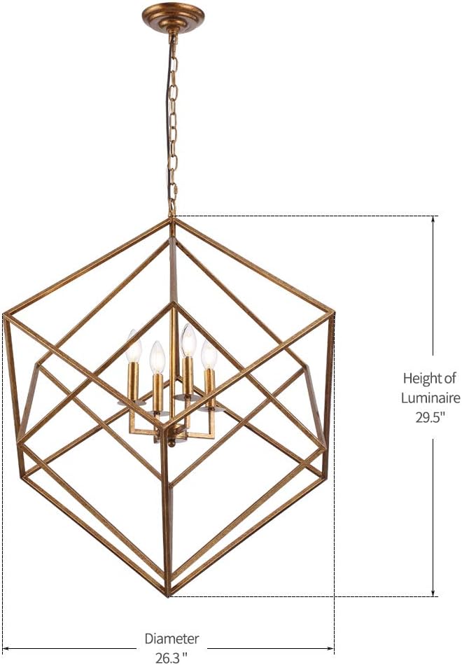 Steel Cage Large Lantern Chandelier Pendant Ceiling Light Fixture S301