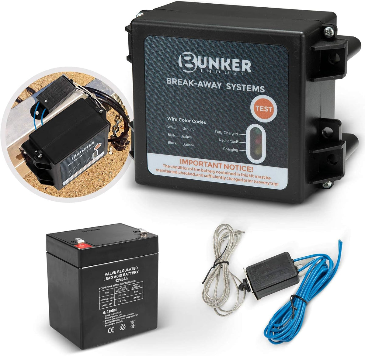 12V 5AH Trailer Brakes Breakaway Kit with Battery V56959