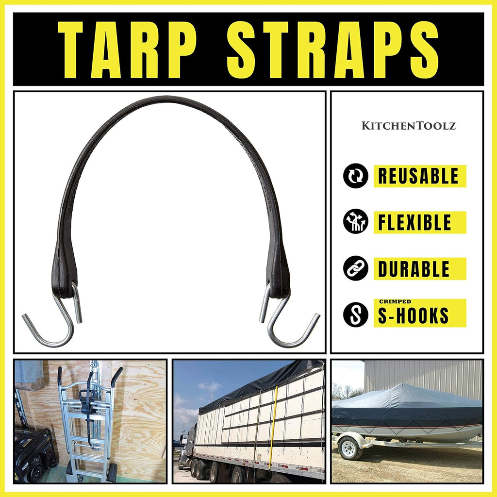 Pack of 25 41 inch Rubber Bungee Cords with Metal S Hooks O2573