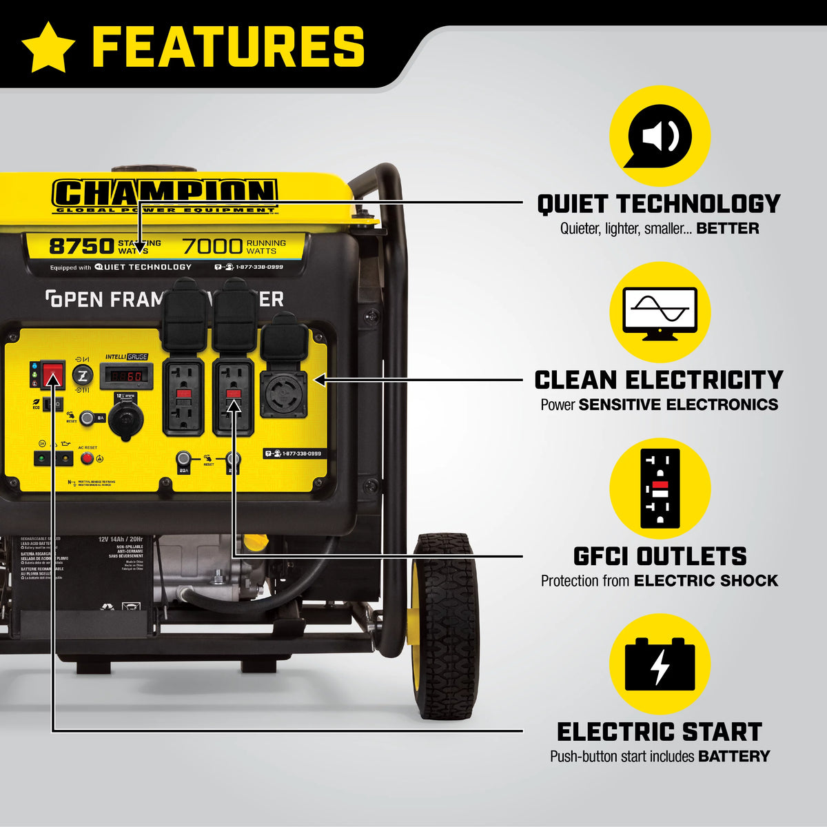 8750-Watt Electric Start Open Frame Inverter I219