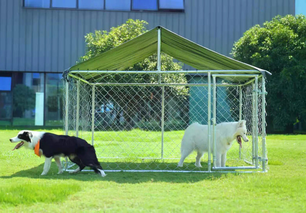 Heavy Duty Outdoor Dog Kennel with Black UV & Water Resistant Cover B15104