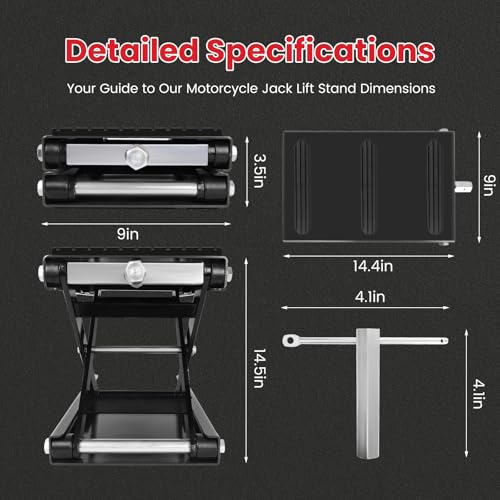 Motorcycle Jack with Rubber Pad, Carbon Steel Center Stand I494