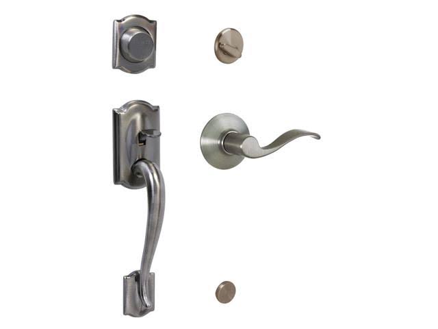 Camelot Antique Pewter Right-Hand Dummy Handleset with Accent Interior Lever L16447
