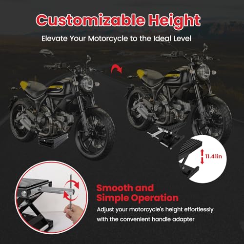 Motorcycle Jack with Rubber Pad, Carbon Steel Center Stand I494