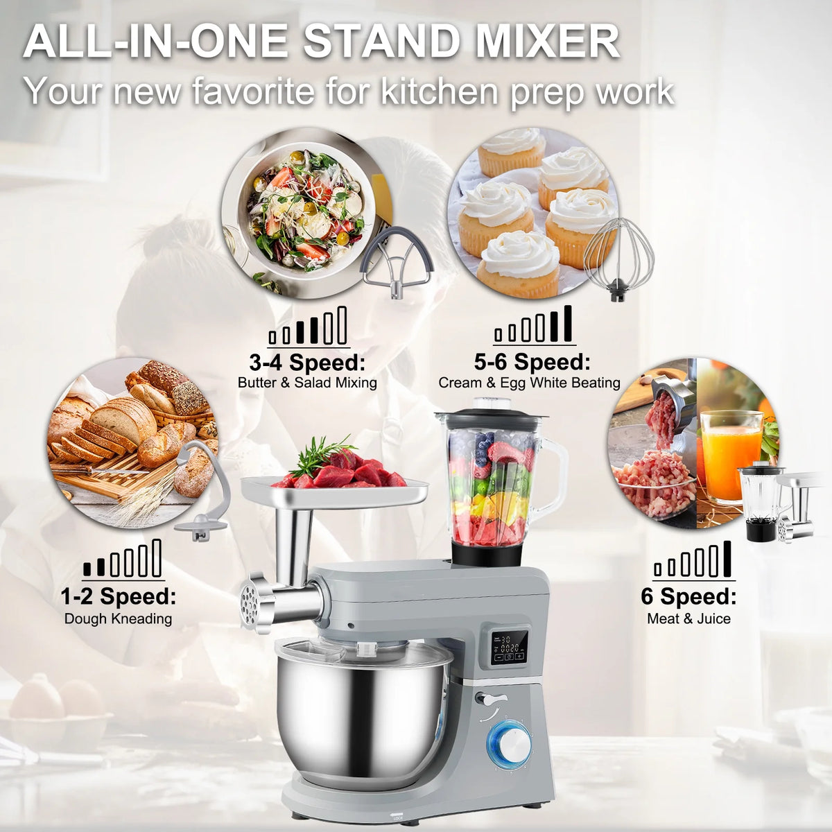 660W 7.4Qt 6-Speed Tilt-Head Stand Mixer S60980