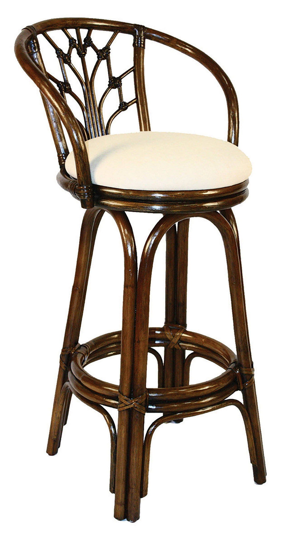 Antique Finish Swivel Rattan Barstool P95611