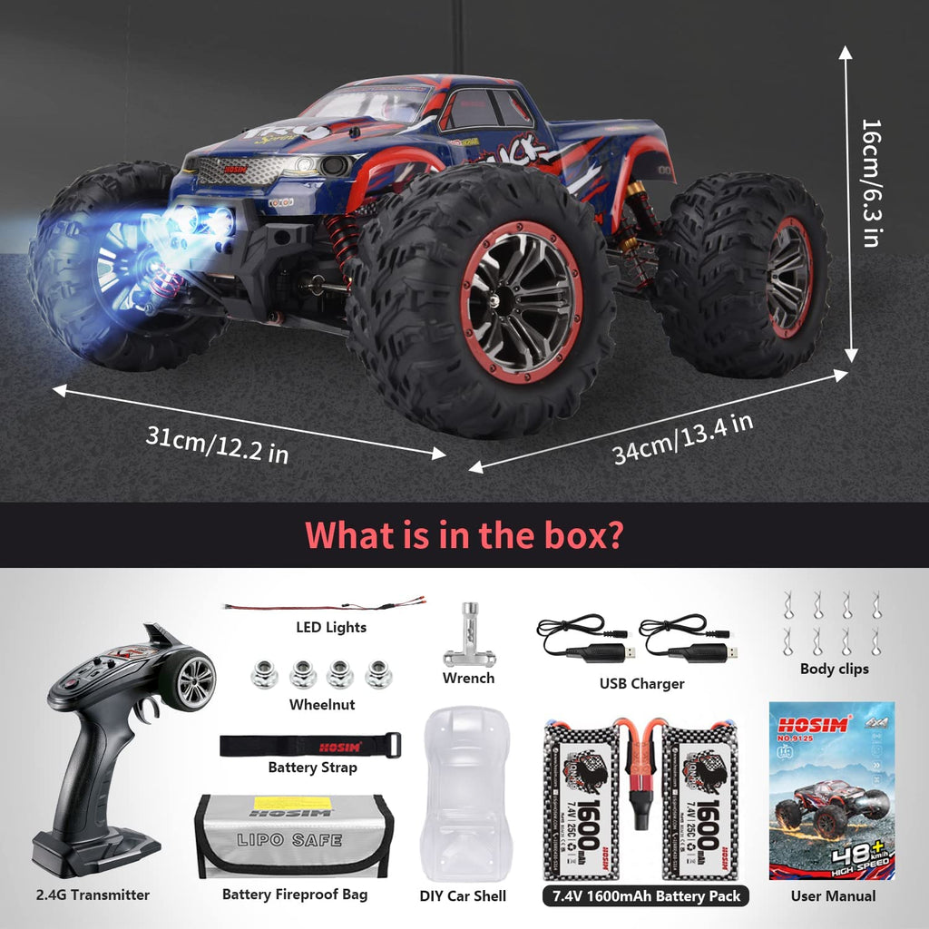 1:10 4WD RC Monster Truck, 48+ KMH, 2 Batteries G5757