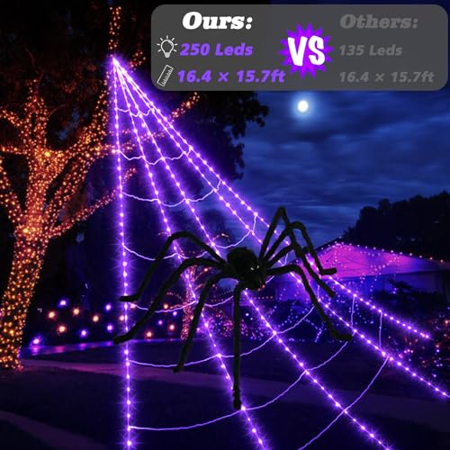 250 LED Purple Spider Web Lights with 8 Modes X9541