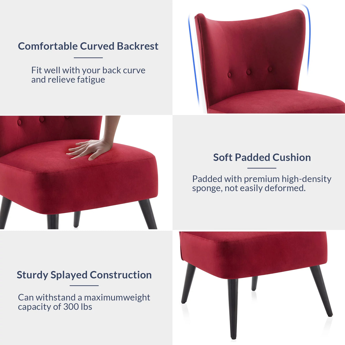 Red Velvet Accent Chair J239727