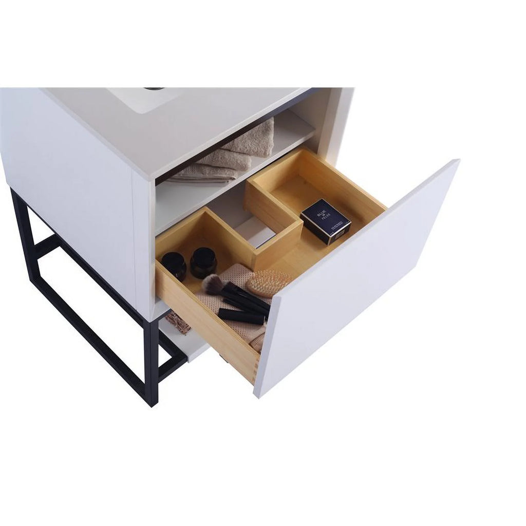 24" Oak Wood and Stainless Steel Cabinet in White F16057