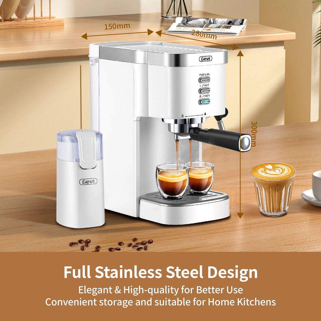 20 Bar Espresso Machine with Milk Frother Wand, 40.58 oz, White Z751611