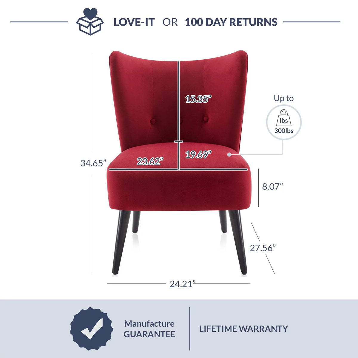 Red Velvet Accent Chair J239727