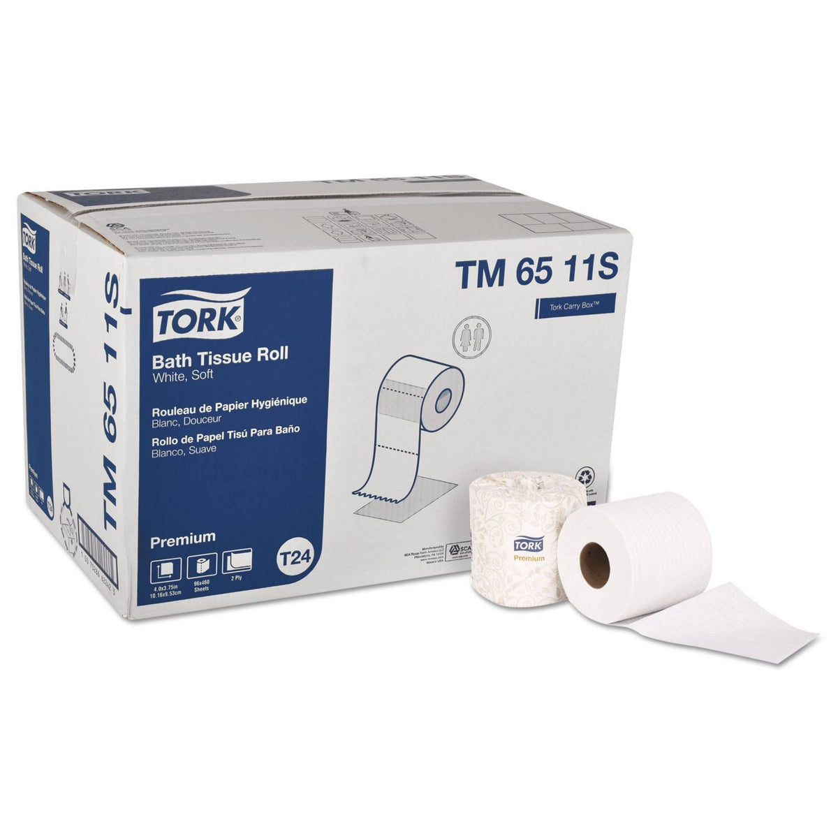 2-Ply White Bath Tissue Roll Case/96 T59748